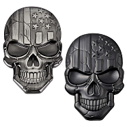 2Pcs 2 Colors Zinc Alloy Car Stickers, DIY Car Decorations, Skull, Mixed Color, 69x45x6mm, 1pc/color(DIY-GA0006-54)