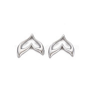 Brass Charms, Nickel Free, Whale Tail, Real Platinum Plated, 12.5x13x2mm, Hole: 1.2mm(KK-S356-609P-NF)