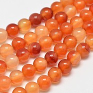 Round Natural Red Agate Bead Strands, Dyed & Heated, 8mm, Hole: 1.2mm, about 47pcs/strand, 14.9 inch(G-M257-8mm-26)