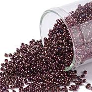 TOHO Round Seed Beads, Japanese Seed Beads, (502) High Metallic Amethyst, 15/0, 1.5mm, Hole: 0.7mm, about 15000pcs/50g(SEED-XTR15-0502)