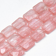 Cherry Quartz Glass Bead Strands, Faceted, Rectangle, 11x8x5mm, Hole: 1mm, about 18pcs/strand, 7.8 inch(G-T072-12)
