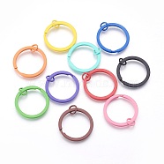 Spray Painted Iron Split Key Rings, Keychain Clasp Findings, Lead Free & Nickel Free, Mixed Color, 30x2mm, Inner Diameter: 24mm(IFIN-L038-M-FF)