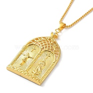 Alloy with Rhinestone Pendant Necklace, Arch with Jesus & Virgin Mary Pattern, Golden, 23.74 inch(60.3cm)(NJEW-G111-01G)