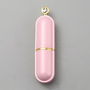 Lipstick Shape Plastic with Alloy Cross Stitch Storage Tool, Pink, 95x23.5x21mm(AJEW-WH20008-05B-G)