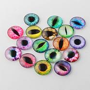 Half Round/Dome Dragon Eye Printed Glass Cabochons, Mixed Color, 20x6mm(GGLA-A002-20mm-AB)
