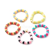 Handmade Polymer Clay Beads Finger Rings, Star, Mixed Color, US Size 11 3/4(21.1mm)(RJEW-JR00378)