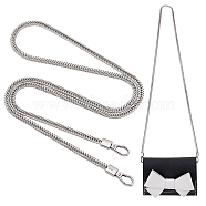 Alloy Chain Bag Handles, Bag Straps, with Iron Snap Clasp, Platinum, 120x0.7x0.35cm(FIND-WH0038-84P)