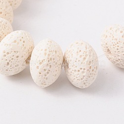 Natural Lava Rock Beads Strands, Dyed, Rondelle, White, 15x10mm, Hole: 2mm, about 40pcs/strand, 15.5 inch(G-H1015)