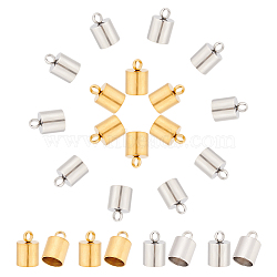 40Pcs 2 Color 304 Stainless Steel Cord Ends, Glue-in Style End Caps, Column, Golden & Stainless Steel Color, 10x6.5mm, Hole: 2.2mm, Inner Diameter: 6mm, 20Pcs/color(STAS-AR0001-46)