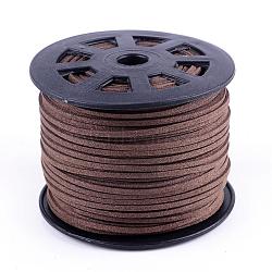 Faux Suede Cords, Faux Suede Lace, Coconut Brown, 1/8 inch(3mm)x1.5mm, about 100yards/roll(91.44m/roll), 300 feet/roll(LW-S028-05)