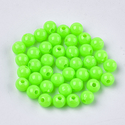 Opaque Plastic Beads, Round, Lime, 6x5.5mm, Hole: 1.8mm(X-KY-T005-6mm-609)