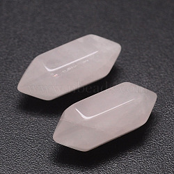 Faceted No Hole Natural Rose Quartz Healing Stones, Reiki Energy Balancing Meditation Therapy Wand, Double Terminated Points, for Wire Wrapped Pendants Making, 20x9x9mm(G-K034-20mm-06)