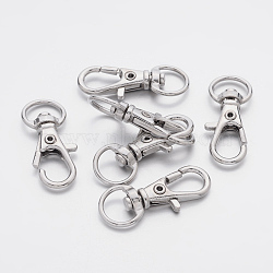 Alloy Swivel Lobster Claw Clasps, Swivel Snap Hook, Platinum Color, 30.5x11mm, Hole: 5x10mm(X-E341-4)
