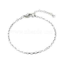 304 Stainless Steel Box Chain Bracelets, Stainless Steel Color, 7.40 inch(188mm)(X-BJEW-JB06610)