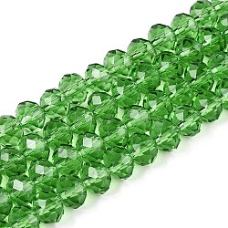 Glass Beads Strands, Faceted, Rondelle, Lime, 8x6mm, Hole: 1mm, about 64~65pcs/strand, 15.75~16.14 inch(40~41cm)(EGLA-A044-T8mm-D11)