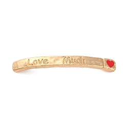 Alloy Red Enamel Love Much Connector Links Charms, Curved Rectangle, Lead Free & Nickel Free & Cadmium Free, Golden, 5x43x3mm, Hole: 1.5mm(FIND-M042-02G-NR)