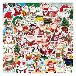 100Pcs Christmas Santa Claus PVC Self Adhesive Stickers, Waterproof Decals for Water Bottle, Helmet, Luggage, Mixed Shapes, 50~80mm(XMAS-PW0001-195A)