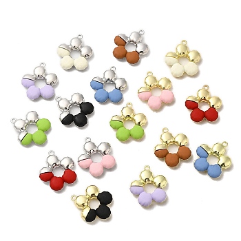 Spray Painted Alloy Pendant, Cadmium Free & Nickel Free & Lead Free, Flower, Mixed Color, 21x19x4.5mm, Hole: 1.4mm