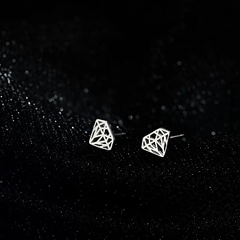 Alloy Earrings for Women, with 925 Sterling Silver Pin, Diamond, 10mm
