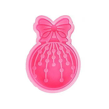 DIY Christmas Theme Pendant Silicone Molds, Resin Casting Molds, for UV Resin, Epoxy Resin Jewelry Making, Bowknot, 95x75mm