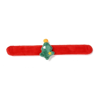 Christmas Slap Bracelets, Snap Bracelets for Kids and Adults Christmas Party, Christmas Tree, Green, 24.5x2.5x0.2cm