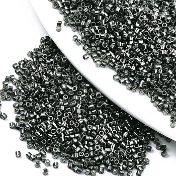 11/0 Grade A Glass Seed Beads, Cylinder, Uniform Seed Bead Size, Metallic Colours, Slate Gray, 1.5x1mm, Hole: 0.5mm, about 20000pcs/bag