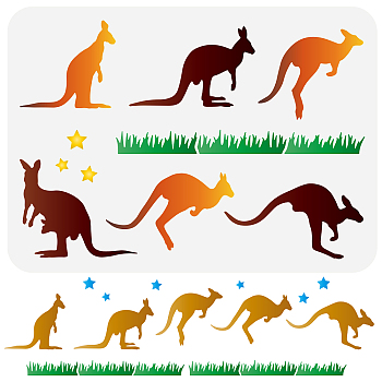 Plastic Drawing Painting Stencils Templates, for Painting on Scrapbook Fabric Tiles Floor Furniture Wood, Rectangle, Kangaroo Pattern, 29.7x21cm