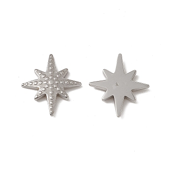 201 Stainless Steel Cabochons, Star, Stainless Steel Color, 17x15x2mm