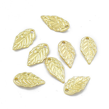 Rack Plating Alloy Pendants, Leaf Charm, Light Gold, 16.5x9x1.5mm, Hole: 1.2mm