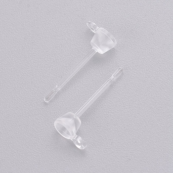 Transparent Painless Prevent Allergy Resin Stud Earring Findings, with Loop, Clear, 13x5.4mm, Hole: 0.7mm, Pin: 0.7mm, Fit for 3mm rhinestone