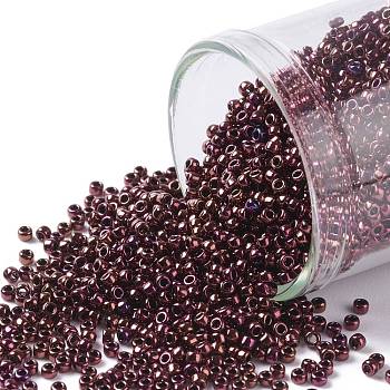 TOHO Round Seed Beads, Japanese Seed Beads, (502) High Metallic Amethyst, 15/0, 1.5mm, Hole: 0.7mm, about 15000pcs/50g