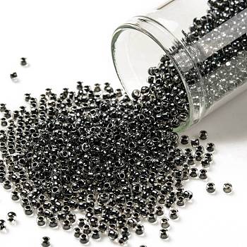 TOHO Round Seed Beads, Japanese Seed Beads, (344) Inside Color Crystal/Black, 11/0, 2.2mm, Hole: 0.8mm, about 5555pcs/50g