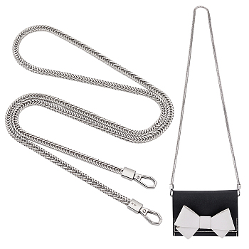 Alloy Chain Bag Handles, Bag Straps, with Iron Snap Clasp, Platinum, 120x0.7x0.35cm