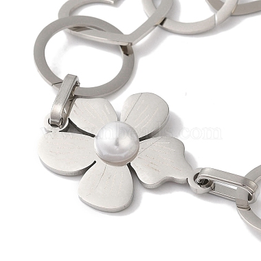 Flower & Heart 304 Stainless Steel Link Chain Bracelets for Women(BJEW-I315-13P)-2