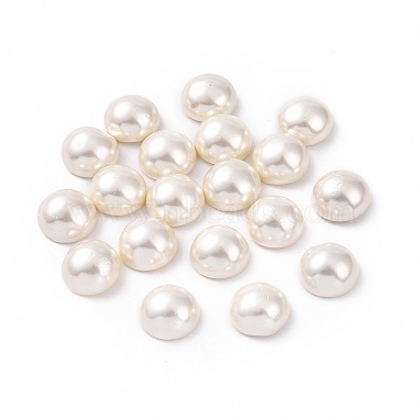White Half Round Shell Pearl Beads