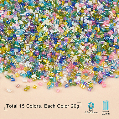 Nbeads 300g 15 Colors 11/0 Two Cut Glass Seed Beads(SEED-NB0001-28)-5