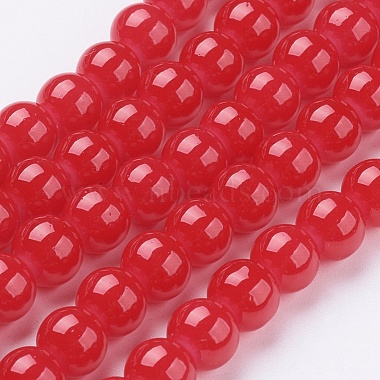 6mm Red Round Glass Beads