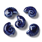Handmade Porcelain Beads, Snail, Blue, 20~21x16~17x9~10.5mm, Hole: 2~3mm(X-PORC-L080-F05)