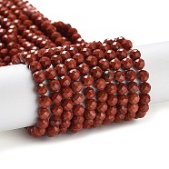 Natural Red Jasper Beads Strands, Faceted, Round, 4mm, Hole: 0.6mm, about 94~95pcs/strand, 15.35''(39cm)(G-J400-E15-02)