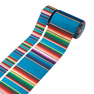 2Rolls 2 Styles Stripe Pattern Printed Polyester Grosgrain Ribbon, for DIY Bowknot Accessories, Colorful, 1roll/style(OCOR-TA0001-37N)