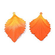 Spray Painted Iron Big Pendants, Leaf, Dark Orange, 63x42x5.5mm, Hole: 1.8mm(IFIN-N008-034C)