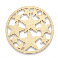 Aluminium Filigree Joiners Links, Laser Cut Filigree Joiners Links, Flat Round with Star, Golden, 50x1mm(X-ALUM-T001-18G)