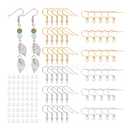80Pcs 4 Style 304 Stainless Steel French Hooks with Coil and Ball, Ear Wire, with 100Pcs Plastic Ear Nuts, Golden & Stainless Steel Color, 21 Gauge, 15~21x18mm, Hole: 2~2.5mm, Pin: 0.7mm, 20Pcs/style(STAS-UN0055-63)