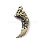 Tibetan style Alloy Pendants, Wolf Tooth Charm, Antique Golden, 43.5x20x10mm, Hole: 3.5mm(FIND-M021-21AG-02)