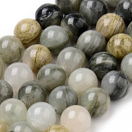 Natural Green Rutilated Quartz Beads Strands, Round, 6~6.5mm, Hole: 1mm, about 63pcs/strand, 15.5 inch(G-Q462-61-6mm)
