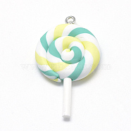 Handmade Polymer Clay Big Pendants, Lollipop, Colorful, 48~56x27~29x7~10mm, Hole: 2mm(CLAY-Q240-007H)