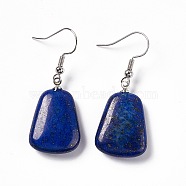 Natural Lapis Lazuli Trapezoid Dangle Earrings, Platinum Brass Jewelry for Women, 41mm, Pin: 0.7mm(EJEW-D188-02P-08)