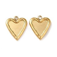 304 Stainless Steel Pendant Cabochon Settings For Enamel, Heart Charm, Real 18K Gold Plated, Tray: 9.5x8.5mm, 16x13.5x3mm, Hole: 1.8mm(X-STAS-Q252-15G)