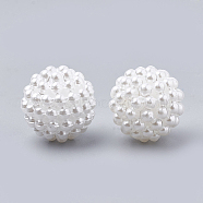 Imitation Pearl Acrylic Beads, Berry Beads, Combined Beads, Round, White, 10mm, Hole: 1mm, about 200pcs/bag(OACR-T004-10mm-20)