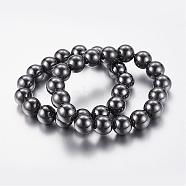 Good Valentines Day Gifts for Him Stretchy Magnetic Synthetic Hematite Bracelet, Beads: 12mm in diameter, about 16pcs/strand, about 61mm long(IMB001)